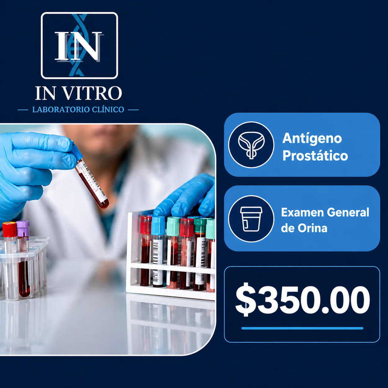 Promoción Antígeno Prostático + Examen General de Orina - $350 MXN